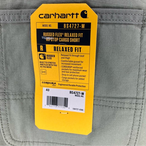 NWT CARHARTT Rugged Flex Relaxed Fit Ripstop Cargo Shorts Gray 40 - Picture 4 of 6